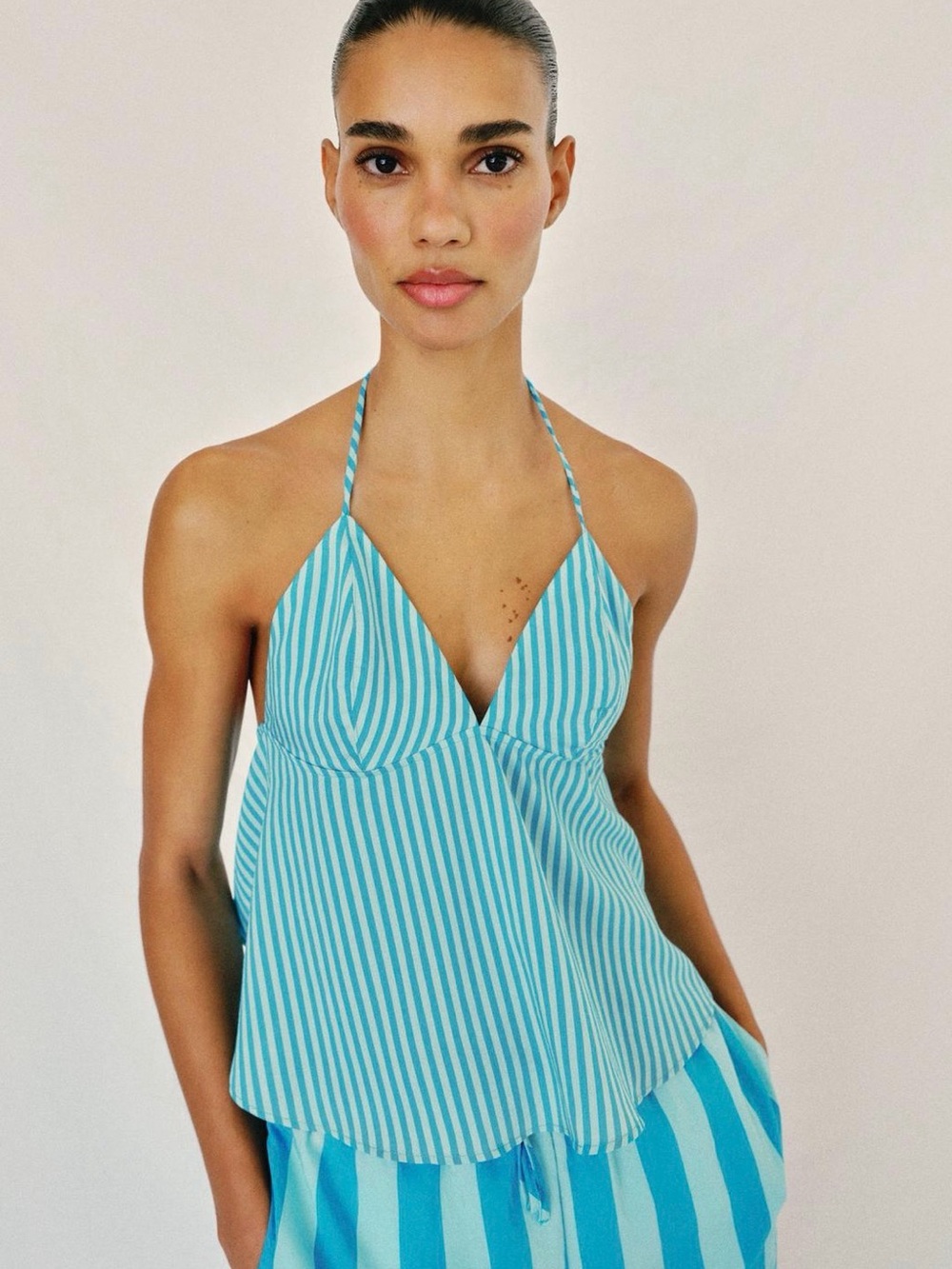 ZARA Striped Open Back Top